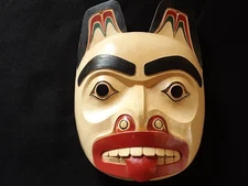 HUGE, NORTHWEST COAST DESIGN, "CLOWN" CARVED WOODEN MASK,  EUG-0725*08433