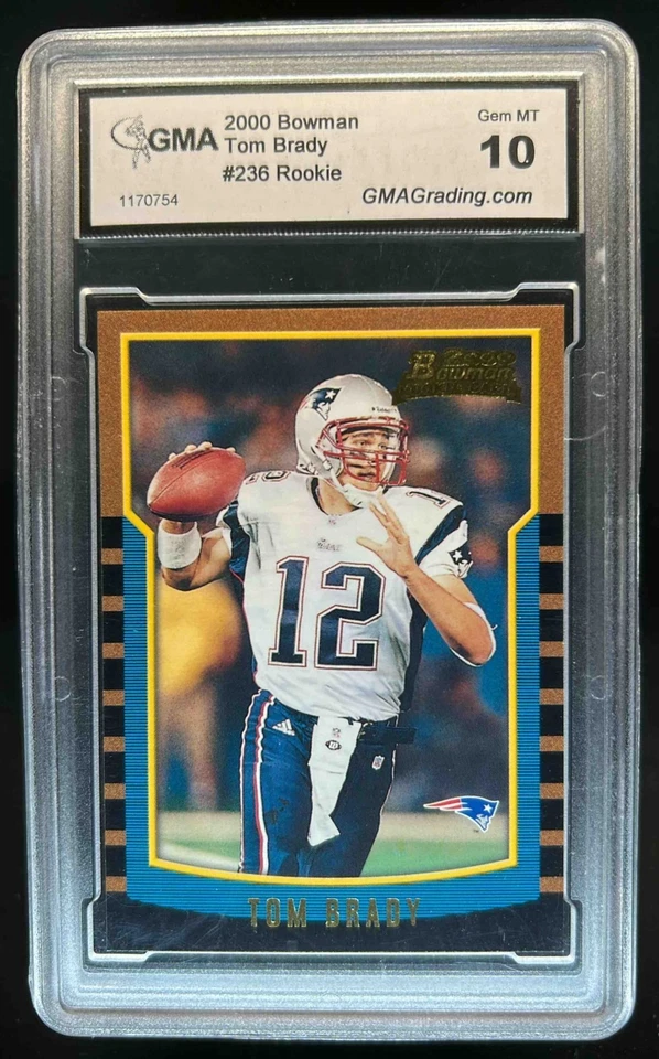 2000 Bowman Tom Brady Rookie RC #236 Patriots GMA 10