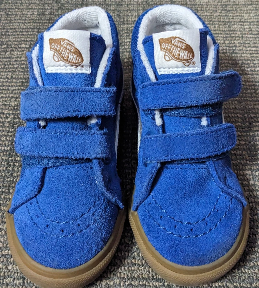 Zapatillas altas VANS para niños pequeños talla 5 azul índigo gamuza pana gancho lazo Foto 2 de 4
