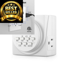 BN-LINK Indoor Digital Timer Outlet, Dual Outlet 7 Day 3-Prong,1-Pack, White