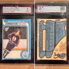 1979-80 O-Pee-Chee Wayne Gretzky Rookie Card RC #18 - KSA 1 - Authentic OPC. rookie card picture