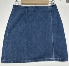 Old Navy Denim Skirt Womens Sz6 Blue Straight Jean Vtg 90 Back Zipper Slid Side