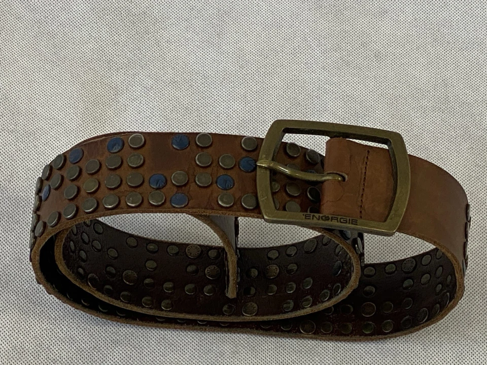 Cinturón de cuero vintage Y2K Energie con tachuelas y hebilla de metal talla para hombre talla 34 Foto 4 de 4