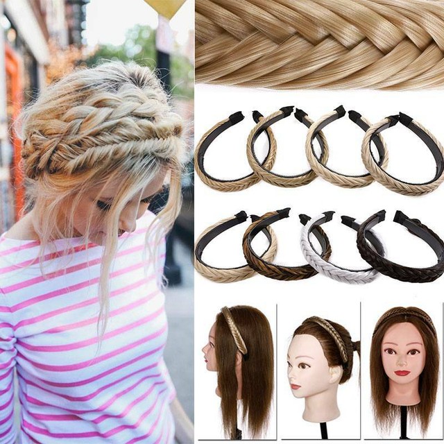 Natural Braid Plait Hair Band Headband Hair Extension As Human Real