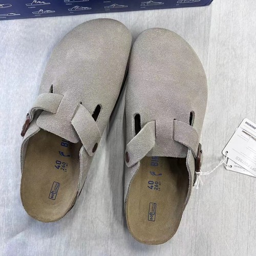 Birkenstock Boston Taupe Suede Soft Footbed Unisex Shoes Narrow37-41+Wide42-45 - Picture 7 of 15