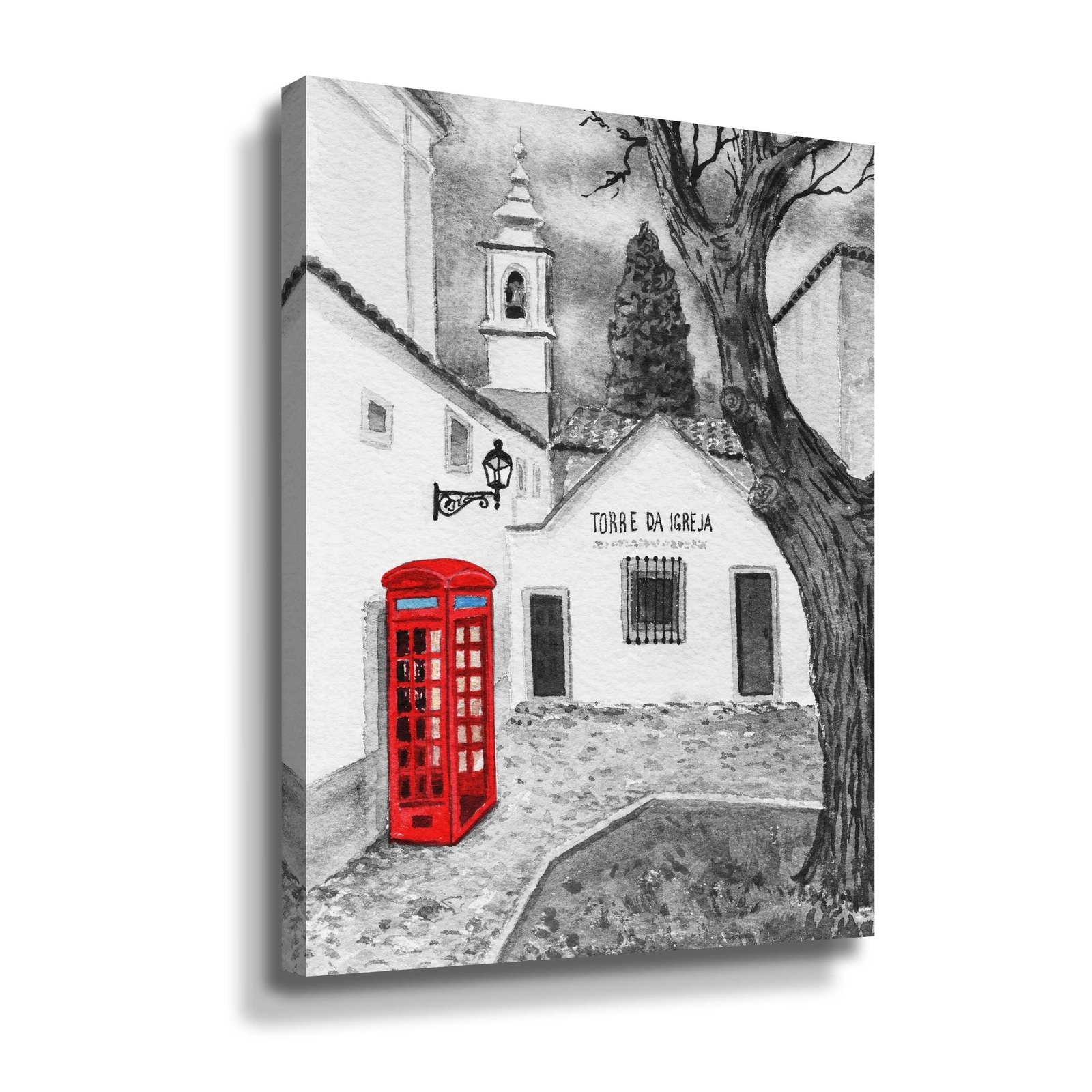 Red Telephone Booth On Plaza  by Irina Sztukowski Gallery