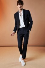 Patrizia Pepe Slim Fit Navy Mid Rise Cotton blend Trouser Dress Pants size 50 IT