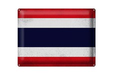 Blechschild Flagge Thailand 40x30 cm Flag Thailand Vintage Deko Schild tin sign