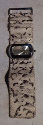 EOS New York Women's Wide Band Cuff Python Print Watch in Cream