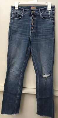 MOTHER Denim The Pixie Dazzler Ankle Fray High Rise Jeans Love Pop Size 28