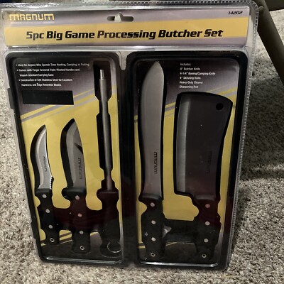 NEW Big Game Butcher Kit 5 Piece Set Cleaver Knives High Magnum 14202 Sealed