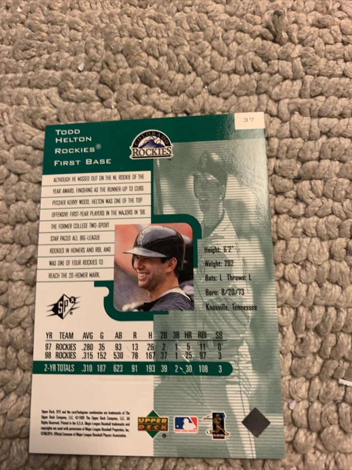 Todd Helton colorado rockies #37 Upper Deck Radiance 071/100 1999 FINITE Cb1 - Image 3 of 3