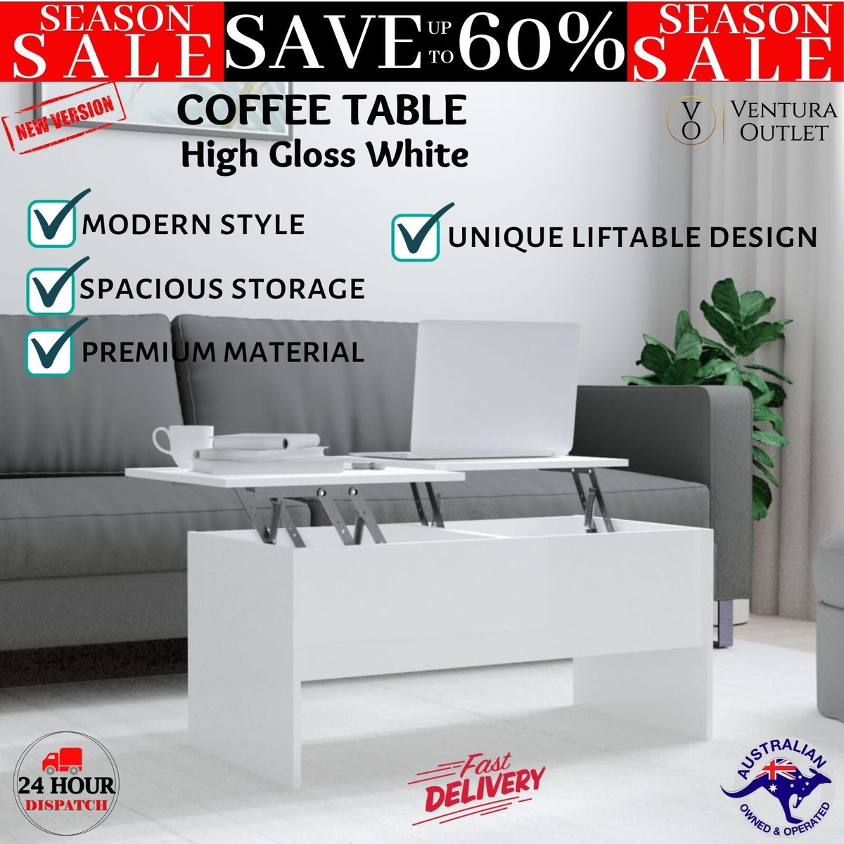 vidaXL Coffee Table Lift Up Top Modern Tables Hidden Storage High