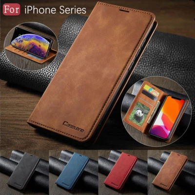 Luxury Leather Flip Case For iPhone 17 16 15 14 Pro Max 13 Magnetic Wallet Cover