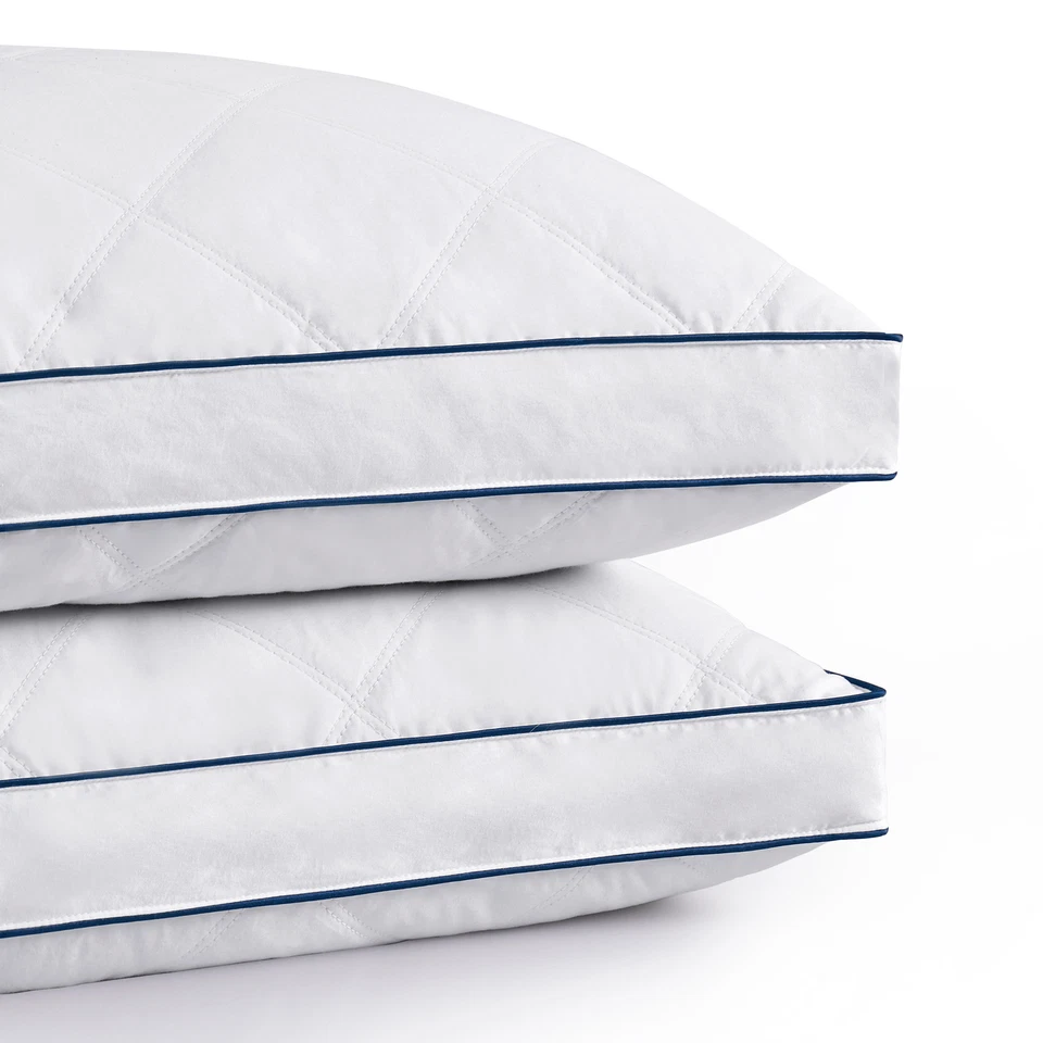 Grey Goose Down Feather Gusseted Pillows Set of 2 Luxury Bed Pillows Queen Size - Image 4 of 4