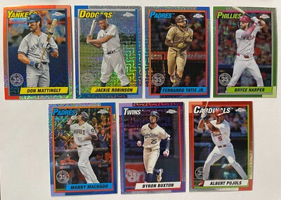 7 2025 Topps  Silver Pack 1990 Design Mojo Refractors Mattingly Bryce Harper