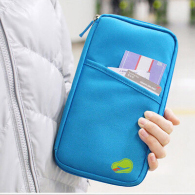 Unisex Travel Passport Document Case Zipper Wallet Multifunctional Organizer Bag