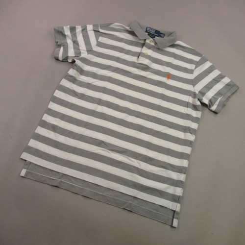 Polo Ralph Lauren Shirt Mens Large Short Sleeve Lightweight Golf Gray Stripes - Picture 2 of 10