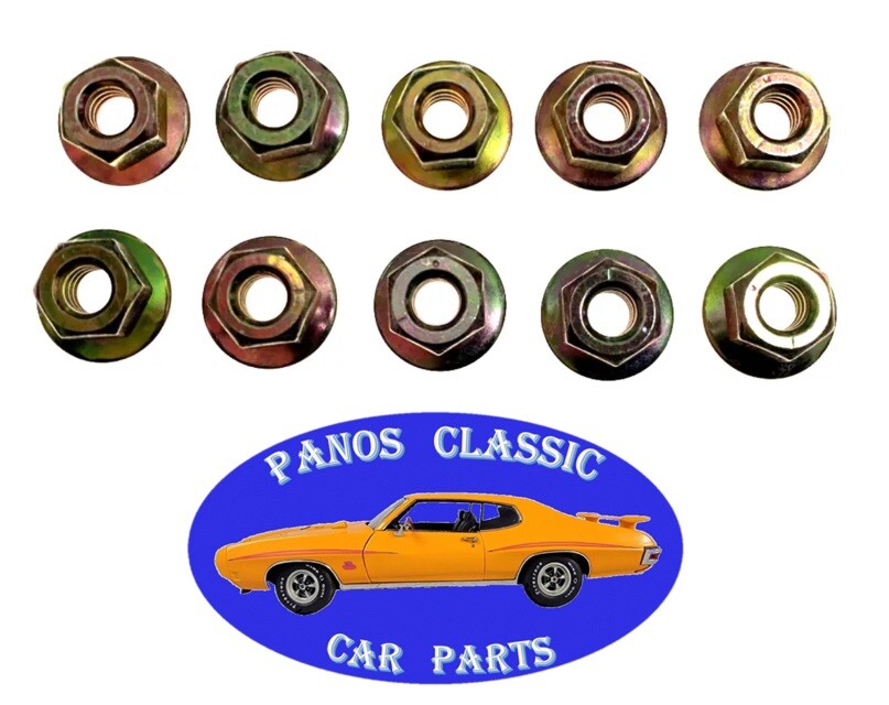 GM Fender Frame Bolt Engine 1/4-20 Zinc/Yellow Washer Nuts 7/16" Head 10pcs 117