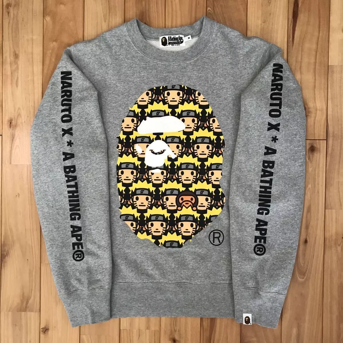 BAPE × NARUTO ape head sweat shirt baby milo Gray A Bathing Ape