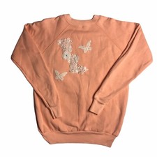 Vintage 80s 90s Pastel Oversized Sweatshirt Kuwaii Cute Cottagecore Lace XL