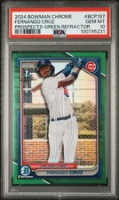 2024 BOWMAN CHROME PROSPECTS GREEN REFRACTOR #BCP197 FERNANDO CRUZ 40/99 PSA 10