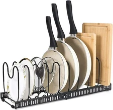 Pots and Pans Organizer – Expandable Pot and Pan Organizer for Cabinet Non-Slip 