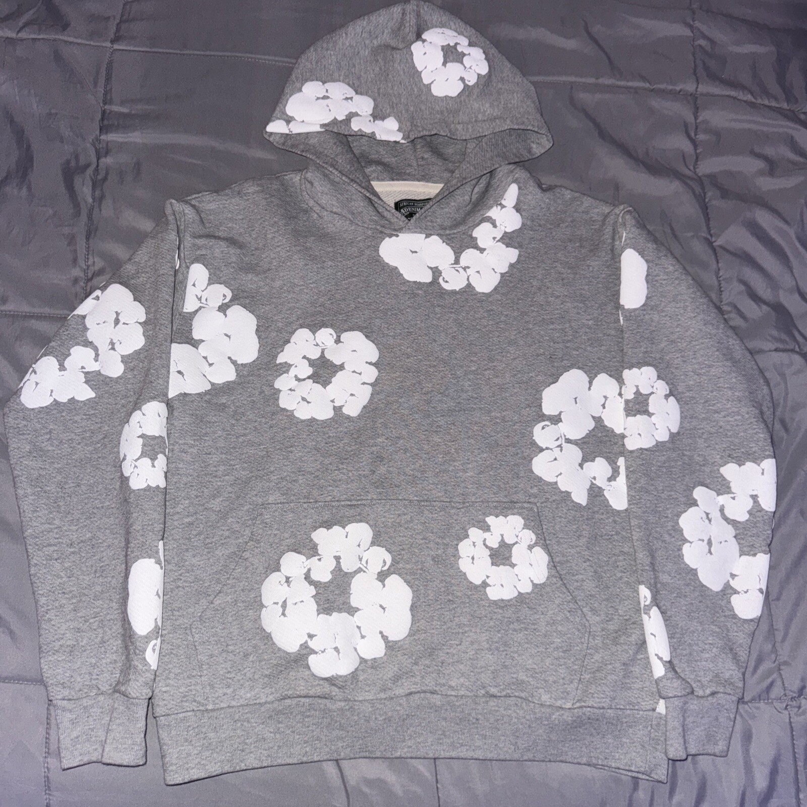 Denim Tears The Cotton Wreath Hoodie Grey Size Small (100% AUTHENTIC )