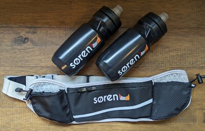 Soren Running Belt Waist Pack Bag with 2 Bottles Holder Sport Fitness & a Buff