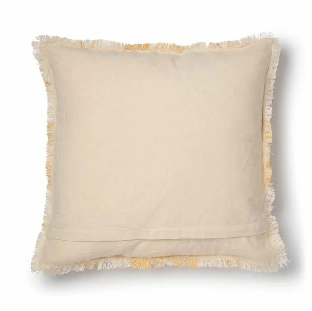 Travesseiro Sonoma Goods For Life xadrez amarelo com franja automática enchimento de penas novo - Imagem 2 de 2