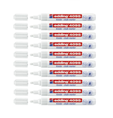 10 x Edding Kreidemarker 4095 Kreidestift Fenster Sprühkreide, weiß, 2-3 mm