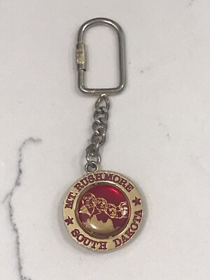 Mt. Rushmore South Dakota Double sided Spinner Souvenir Red Keychain