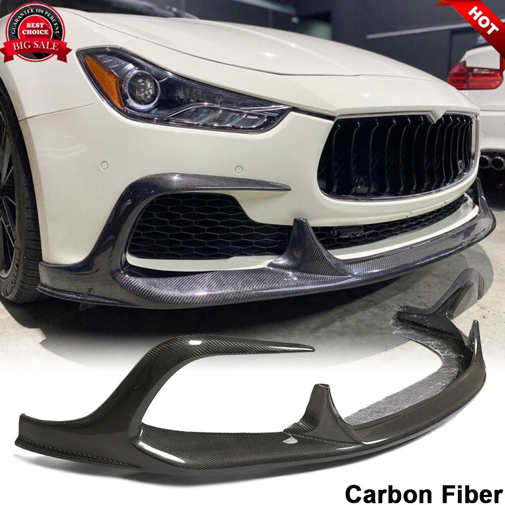 For Maserati Ghibli Sedan 2014-16 REAL CARBON Front Bumper Lip Spoiler Splitters
