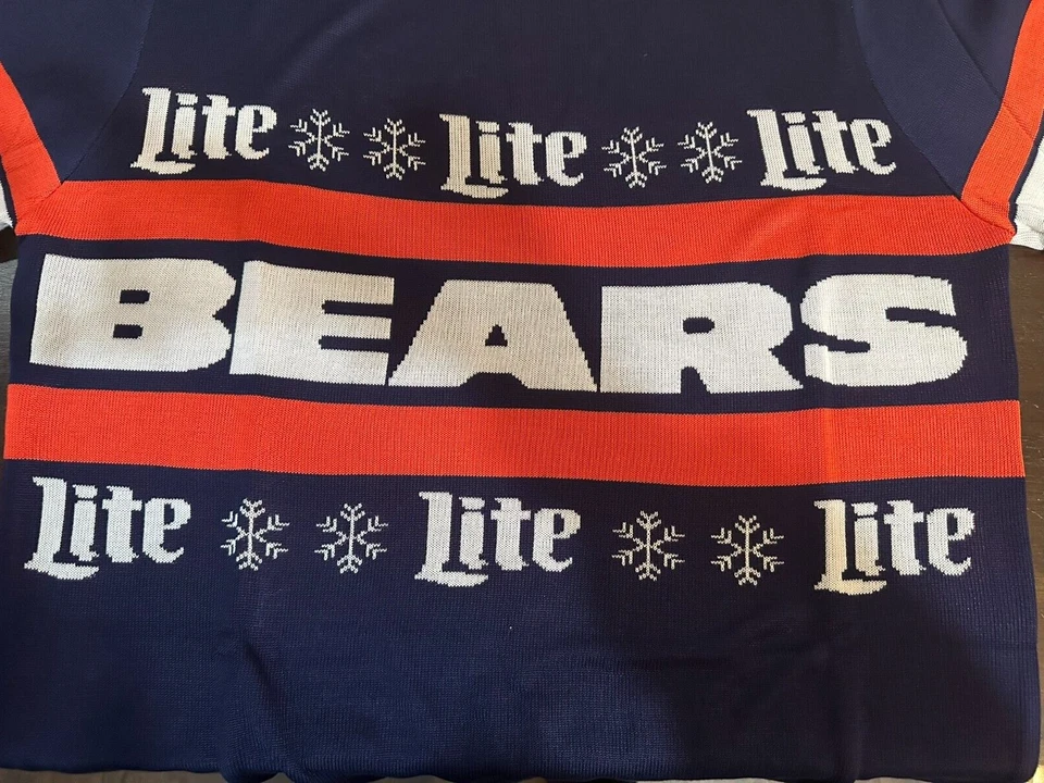 全新 Chicago Bears Miller Lite Ditka 假日毛衣 男式 大号 促销 — 第 4/4 张图片