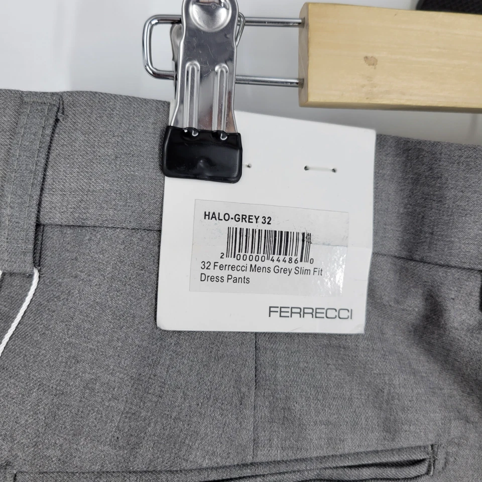 Ferrecci Premium Gray Flat Front Slim Dress Pants, Slacks. Men's 32X31.5 - Image 4 of 4