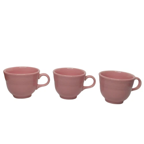 Homer Laughlin Fiestaware Dinnerware Pink Rose Tea Cups Set Of 3 Ceramic Mugs