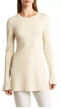 $335 - THEORY Milania Bell Sleeve Knit Tunic in Wood Ash Size XS (P)
