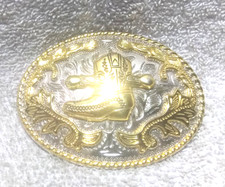 Silver Gold Western Buckle Gold Engraved Raised Boot Belt Buckle Rope Edge Great
