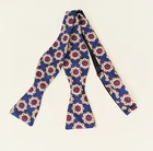 Vintage Silk Bow Tie  Blue Red Floral Geometric Adjustable Self-Tie USA