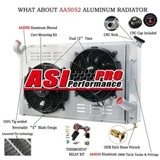 4~Row Radiator Shroud Fan Kits For 1973-1976 Chevy Corvette Stingray C3 5.7,7.4L