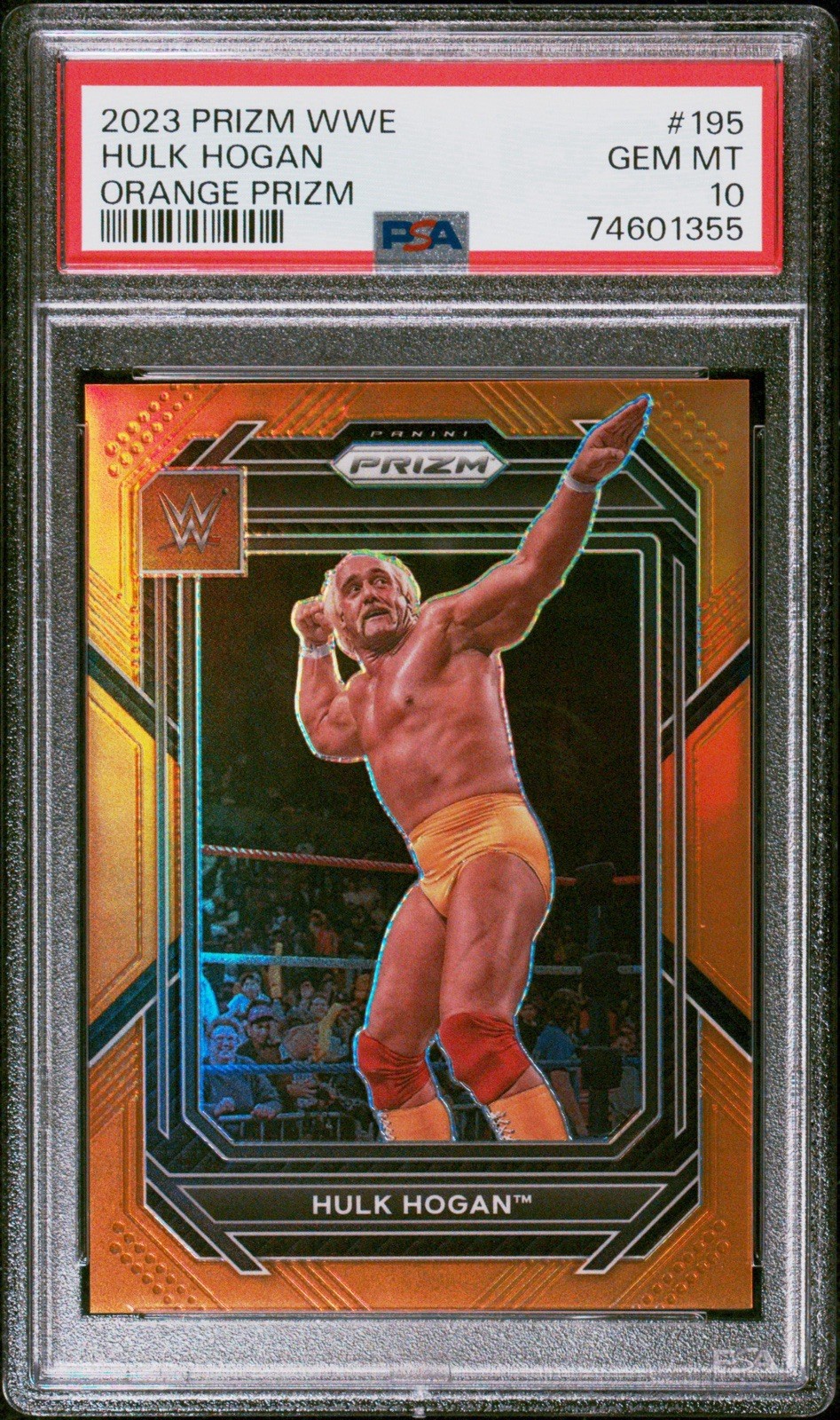 Hulk Hogan PSA 10 #/99 2023 Panini WWE Orange Prizm SP #195