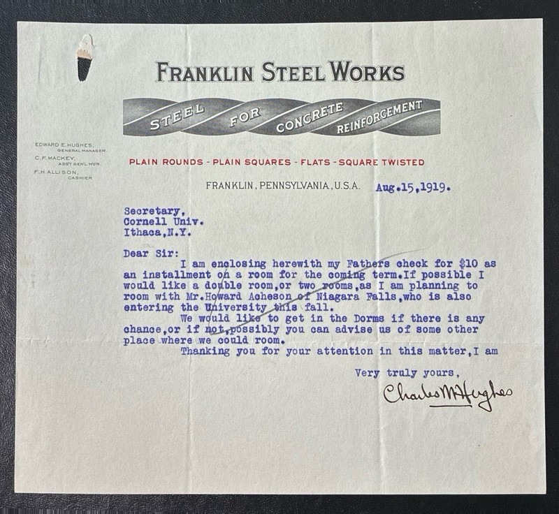 FRANKLIN, PA ~ FRANKLIN STEEL WORKS  ~ Illustrated Letterhead 1919