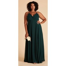 Birdy Grey Kaia Maxi Dress Chiffon Womens XL Emerald Green Bridesmaid New Formal