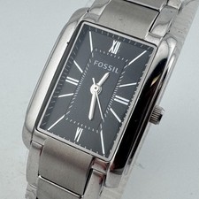 Reloj de cuarzo fósil PR5423 sin usar para mujer 50 m plata acero rectángulo nuevo batería 7"