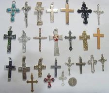 vintage assorted Christian catholic crucifix cross religious items lot EL1156