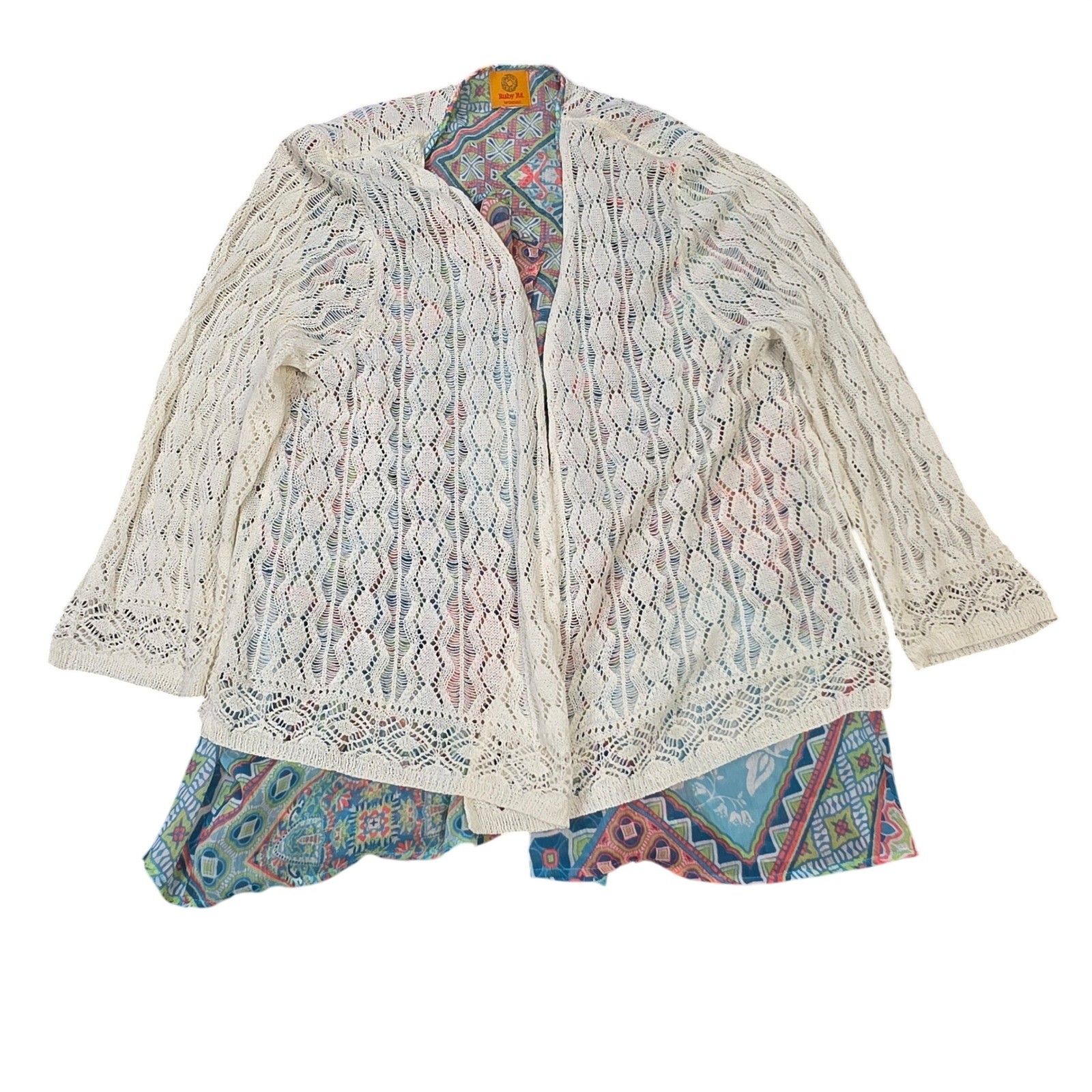 Ruby Rd Double Layer Geometric Print Cardigan Wom… - image 1