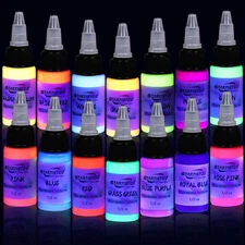 14 Color Tattoo Ink Set 1/2(15Ml)/Bottle  Professional Tattoo Fluorescent Ink Ta