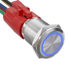16Mm Latching Push Button Switch 12V DC on off Stainless Steel with LED Angel Ey