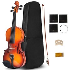 15 Inch MA350 Acoustic Viola, Satin Antique Solid Wood Viola with Case, Bow,