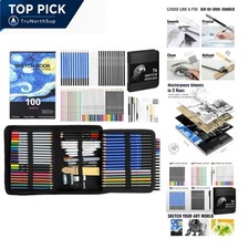 76 Pack Art Supplies Sketching Kit with 100 Sheets 3-Color Sketchbook for Dra...